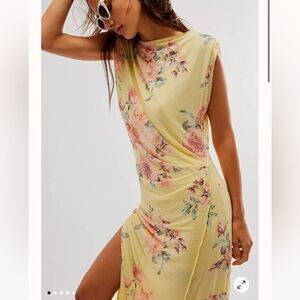 Free People Carmel Midi Dress Yellow Floral XS